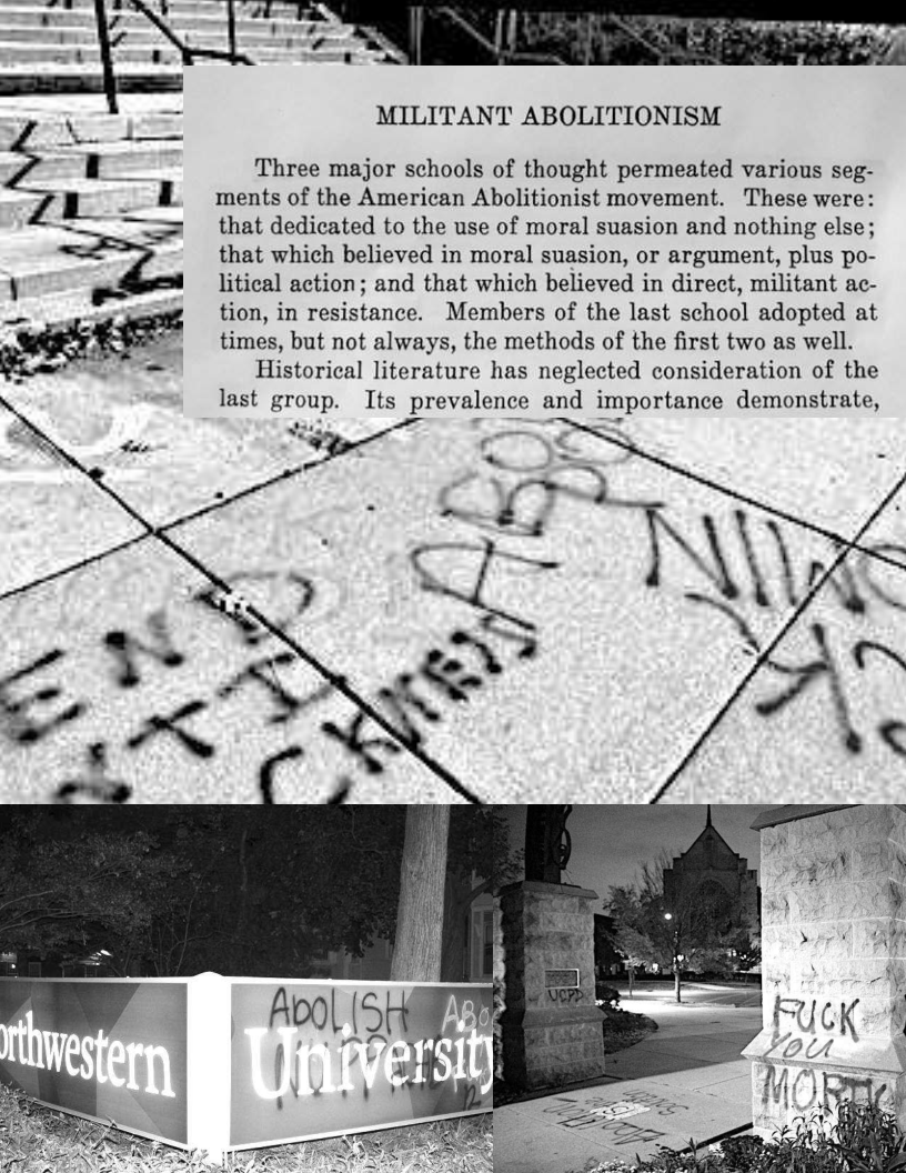      

MILITANT ABOLITIONISM

Three major schools of thought permeated various seg-
ments of the American Abolitionist movement. These were:
that dedicated to the use of moral suasion and nothing else;
that which believed in moral suasion, or argument, plus po-
litical action; and that which believed in direct, militant ac-
tion, in resistance. Members of the last school adopted at
times, but not always, the methods of the first two as well.

Historical literature has neglected consideration of the
last group. Its prevalence and importance demonstrate,
